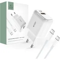 TechProtection C20W 2-Port-Netzwerkladegerät PD20W/QC3.0 + USB-C-Kabel Weiß
