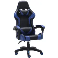 Top E Shop Topeshop FOTEL REMUS NIEBIESKI, Gepolsterter Sitz, Gepolsterte Rückenlehne, Schwarz, Blau, Schwarz, Kunstleder, Kunstleder