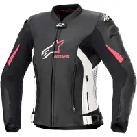 Alpinestars Stella GP Plus R V4 Damen Motorrad Lederjacke, schwarz/weiß/pink, 40