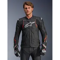 Alpinestars Dusk Airflow Lederjacke Black Red Fluo, Größe: 50