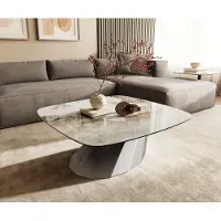 DELIFE Couchtisch Edge Boot 90x90 cm Keramik Minas Melange Parabi Edelstahl gebürstet