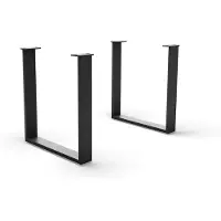 DELIFE Tischgestell Metall Schmal 2er Set schwarz