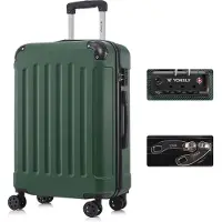 YONSLY Premium Reisekoffer TSA-Schloss,YKK-Reißverschluss Hartschalen-Koffer Trolley Kabinenkoffer Rollkoffer Suitcase Handgepäck (Dunkelgrün, L)
