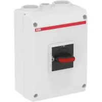 ABB OTE25T3M EMV-Sicherheitsschalter im Kunststoffgehäuse 3-polig 15 kW 400 V mit schwarzem Griff, IP65 Einführung oben und unten 1SCA022613R2270