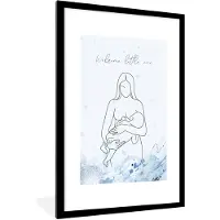 MuchoWow Poster mit Rahmen - Mama - Baby - Borstvoeding - Posters - fotolijst zwart met witte passe partout 80x120 - 80x120 cm - Poster mit zchwarzem Bilderrahmen