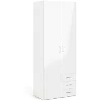 Dmora Kleiderschrank 2-türig - Weiß Hochglanz Schlafzimmer 49,5x200,4h cm