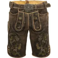 MADDOX Trachtenlederhose FLEESENSEE – Kurze Lederhose für Herren mit Gürtel