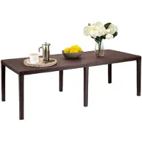Dmora Gartentisch Roma, Rechteckiger ausziehbarer Esstisch, ausziehbarer Gartentisch in Rattan-Optik, 100 % Italy, 150x90h72 cm, Braun