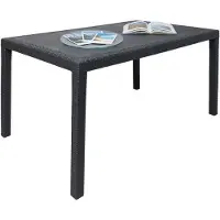 Dmora Gartentisch Portici, Rechteckiger Esstisch, Mehrzweck-Gartentisch in Rattan-Optik, 100 % Italy, 150x90h72 cm, Anthrazit