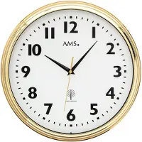 AMS F5963 Funkwanduhr mit Messing-Metallgehäuse und Mineralglas