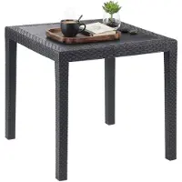 Dmora Gartentisch Agrigento, Quadratischer Gartentisch, feststehender Couchtisch in Rattan-Optik, 100 % Italy, 80x80h72 cm, Anthrazit