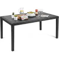 Dmora Gartentisch Imola, Feststehender rechteckiger Tisch, Mehrzweck-Gartentisch in Rattan-Optik, 100 % Italy, 138x78h72 cm, Anthrazit