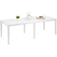 Dmora Gartentisch Roma, Rechteckiger ausziehbarer Esstisch, ausziehbarer Gartentisch in Rattan-Optik, 100 % Italy, 150x90h72 cm, Weiß