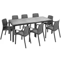 Dmora Set Tisch & Stühle Moie Schwarz, ausziehbar, 8 Plätze