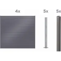 Alberts Dichtzaun ALBERTS "Palitio, Profilhöhe 150 mm", grau (umbragrau ral 7022, zum aufschrauben), H:180cm, Aluminium, Zaunelemente, Dichtzaun, Aluminium, verschiedene Dekore und Längen