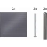 GAH Alberts Dichtzaun ALBERTS "Palitio, Profilhöhe 150 mm", grau (umbragrau ral 7022, zum aufschrauben), H:180cm, Aluminium, Zaunelemente, Dichtzaun, Aluminium, verschiedene Dekore und Längen
