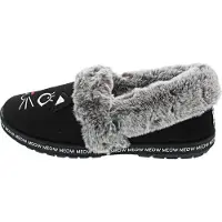 SKECHERS Pantoffel "TOO COZY MEOW PAJAMAS", Damen, Gr. 36, schwarz, Synthetik, Velourslederimitat, Schuhe Pantoffel, Hausschuh mit gesticktem Katzengesicht, Topseller