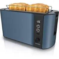 Arendo - Edelstahl Toaster Langschlitz 4 Scheiben - Defrost Funktion - wärmeisol