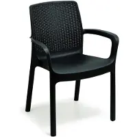 Dmora Gartenstuhl Dmoll, Gartensitz, Stuhl für Esstisch, Outdoor-Sessel in Rattan-Optik, 100 % Italy, 54x60h82 cm, Anthrazit