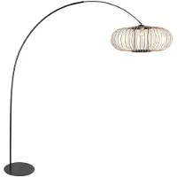 Anne Light & Home Bogenleuchte Curve, schwarz, Schirm Bambusstreben Ø 60 cm