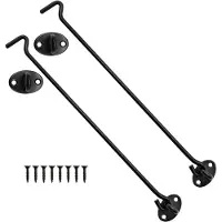 OEM Raamhaken, 2 stuks, schroefbare, matzwarte, roestvrijstalen, voor garagedeuren, tuinhuisjes