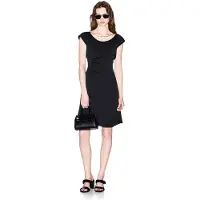 Armani Exchange für Damen. XW002301AF21553UC001 Schwarzes Midikleid aus Satin-Crêpe (XS), Lässig, Polyester, Kurzarm