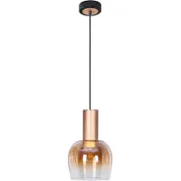 Näve Pendelleuchten - 1er Pendelleuchte "FUNDA" amber, Hängelampe im Vintage Style, aus Metall und Glas in messing, 150 cm hoch, Ø 23,5 cm, E27-Fassung