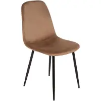 Dmora Stuhl Dacampor, Sessel mit Samtbezug, gepolsterter Esszimmerstuhl, Besprechungssitz, 45 x 56 x 87 cm, Sand