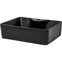 LuxeBath Waschbecken Aufsatzwaschbecken Eckig, 49x36,5x14 cm, Schwarz, aus Keramik, inkl. Ablaufgarnitur ohne Überlauf