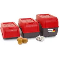 Novaliv Gemüsebox Set rot Kartoffel Aufbewahrungsbox Vorratsdoseset Zwiebeltopf Knoblauchbox Obsttopf