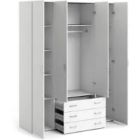 Dmora Großer Kleiderschrank Amoruccio, Schlafzimmermöbel, Schrank, Garderobe, 154x50 h200 cm, Weiß