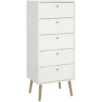 Dmora Genevieve Kommode 50,2x39,1x120,1 cm Weiß 5 Schubladen