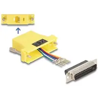 DeLOCK D-Sub 25 Pin Stecker zu RJ12 Buchse Adapter gelb, Montagesatz