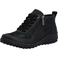 Rieker Sneakerboots , Damen, Gr. 37, schwarz, Lederimitat, Schuhe Sneakerboots, High Top Sneaker, Schnürboots, Stiefelette mit floralem Muster