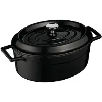 WAS Germany LAVA Bräter schwarz 28 x 21 x 11 cm, Serie Casseroles oval