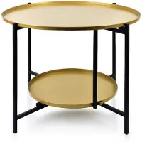 Mondex Lucas Schwarz&Gold Zweistöckiger Couchtisch 60.5Xh45Cm