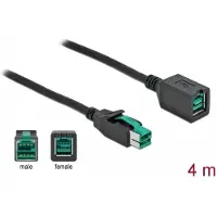 DeLOCK PoweredUSB Verlängerungskabel 12 V 4 m, 4 m, Schwarz