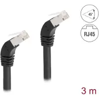 DeLOCK Patch-Kabel RJ-45 M gewinkelt zu M 3 m 6 mm S/FTP CAT 6a geschirmt halogenfrei Schwarz (80277)