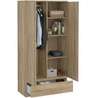 Dmora Kleiderschrank 2 Türen\ 2 Türen\ Germano 98,9x200,6h cm Braun, Griffe inkl., Türmaterial aus veredeltem Holz