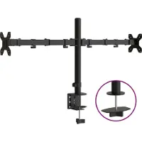 vidaXL Tischhalterung für 2 Monitore Schwarz Stahl VESA 75/100 mm