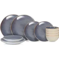 Cookinglife Serene Blue 12-teiliges Geschirrset / 4 Personen - 4 Speiseteller, 4 Frühstücksteller und 4 Schüsseln