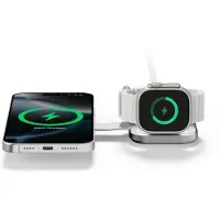Linq Connects LINQ 15W Faltbares 2-in-1 Wireless Ladegerät – Für iPhone, AirPods & Apple Watch geeignet – Stilvolles Design – Schnellladen – Grau