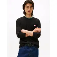 Tommy Hilfiger Langarmshirt TOMMY JEANS "TJM REG BADGE TEE LS EXT", Herren, Gr. 4XL, schwarz, Single Jersey, Obermaterial: 100% Baumwolle, regular fit normal, Rundhals, Shirts Langarmshirt