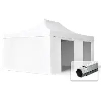TOOLPORT 4x6m Aluminium Faltpavillon, inkl. 4 Seitenteile, weiß