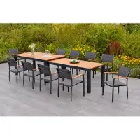 Merxx Garten-Essgruppe "Paxos", grau (graphit, grau, natur), Aluminium, Massivholz, Stoff, Sitzmöbel-Sets, Garten-Essgruppe