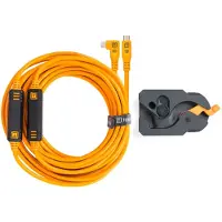 Tether Tools TetherGuard LeverLock & Kabelsatz, USB-C gerade auf USB-C gewinkelt, 9,4 m, hochsichtbares Orange