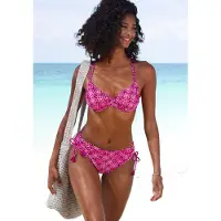 Vivance Bügel-Bikini-Top "Cheerio", Damen, Gr. 36, Cup F, pink (beere bedruckt), Recycling-Polyamid, bedruckt, Bikini-Oberteile Bügel-Bikini-Top, mit stylischem Allover-Print