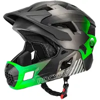 RockBros Kinderfahrradhelm mit abnehmbarem Kinnschutz, Größe S (48–54 cm) – grün