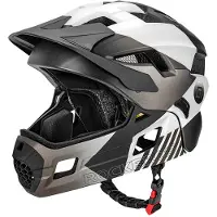 RockBros Kinderfahrradhelm mit abnehmbarem Kinnschutz, Größe S (48–54 cm) – grau
