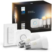 Philips White ambience Starter-Set: E27 Lampe A60 Doppelpack + Dimmschalter, Set für intelligente Beleuchtung, Bluetooth/Zigbee, Weiß, LED, E27, A60